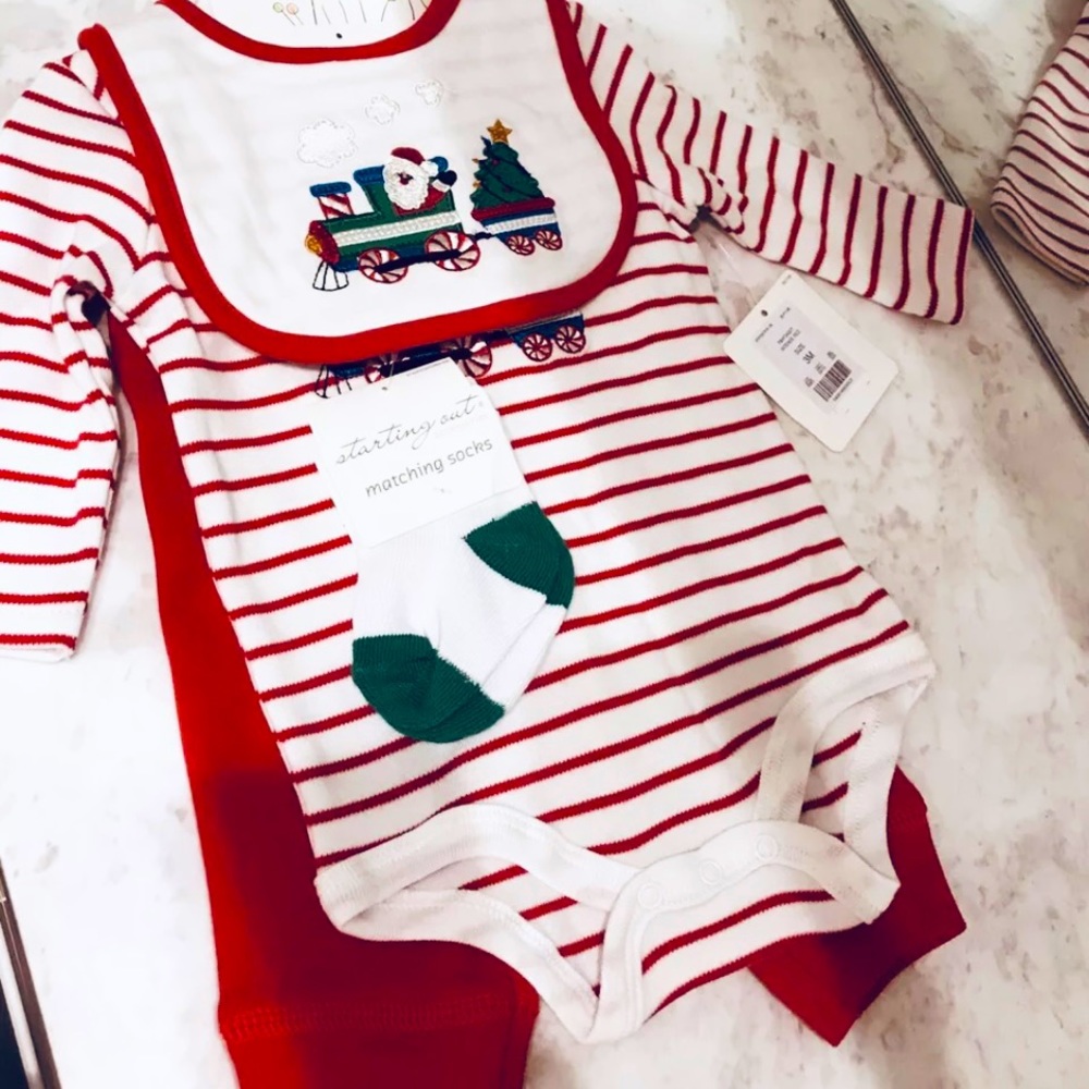 Christmas Layette 4 piece set Outfit